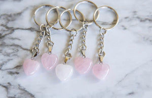 Rose Quartz Heart Keychain