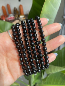 Black Toumaline Beaded Crystal Bracelet