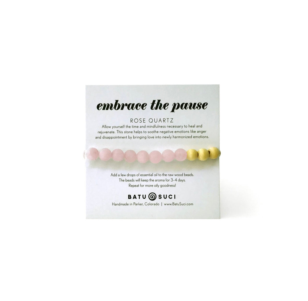 Embrace the pause Diffuser Bracelet with Rose Quartz