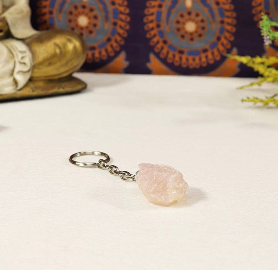 Natural Rose Quartz Keychain