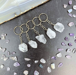 Natural Clear Quartz Keychain