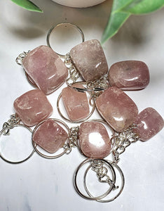 Polished Rose Quartz Keychain