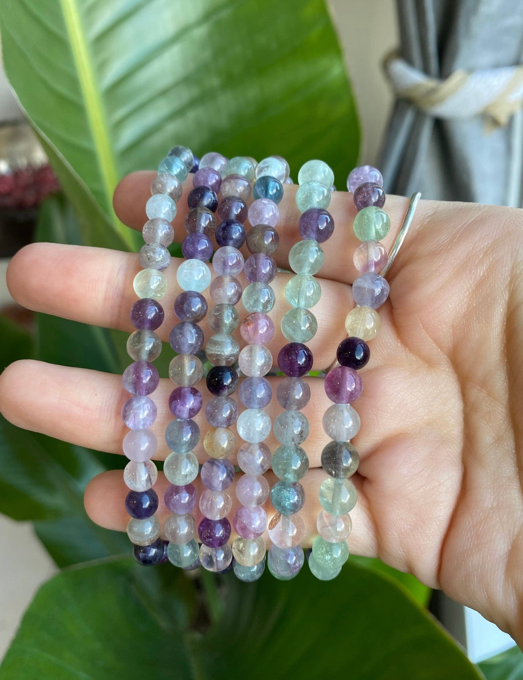 Rainbow Flourite Beaded Crystal Bracelet