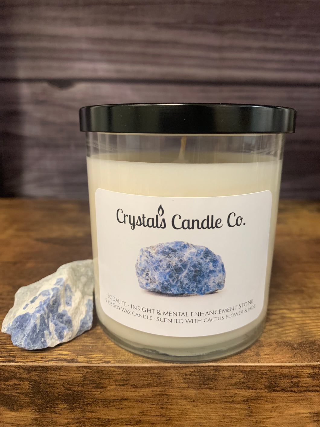 Sodalite Crystal Candle