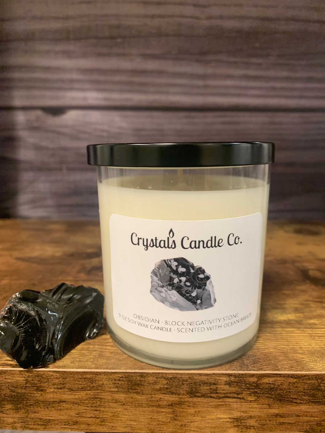 Obsidian Crystal Candle