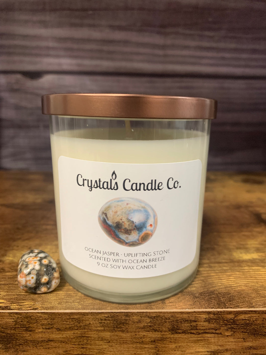 Ocean Jasper Crystal Candle